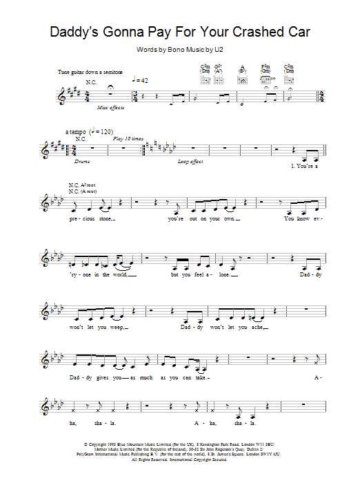 Produktgalerie: Seite 1 von 1 Daddy's Gonna Pay For Your Crashed Car, U2, Melodieinstrument