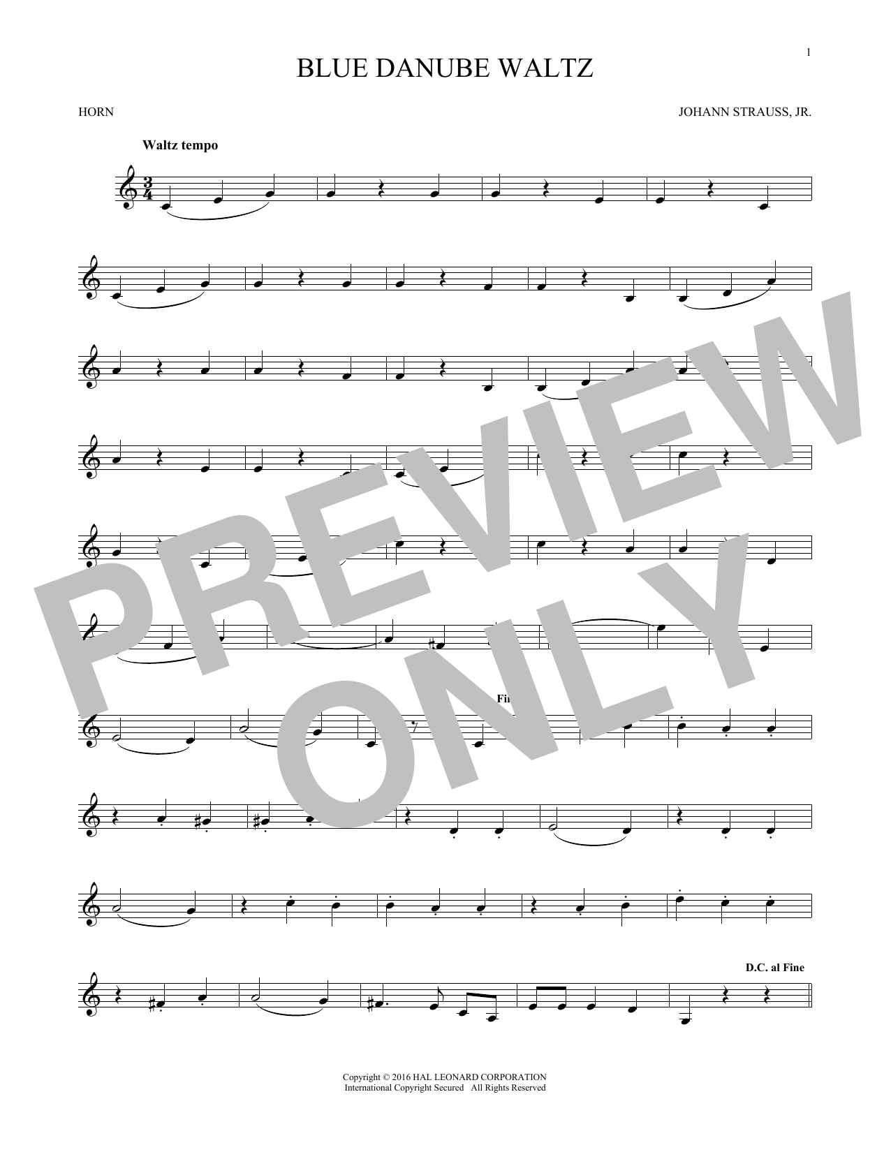 Produktgalerie: Seite 1 von 1 Blue Danube Waltz, Johann Strauss, Jr., Horn