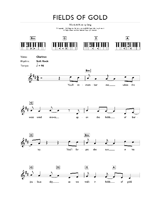 Produktgalerie: Seite 1 von 1 Fields Of Gold, Sting, Klavier