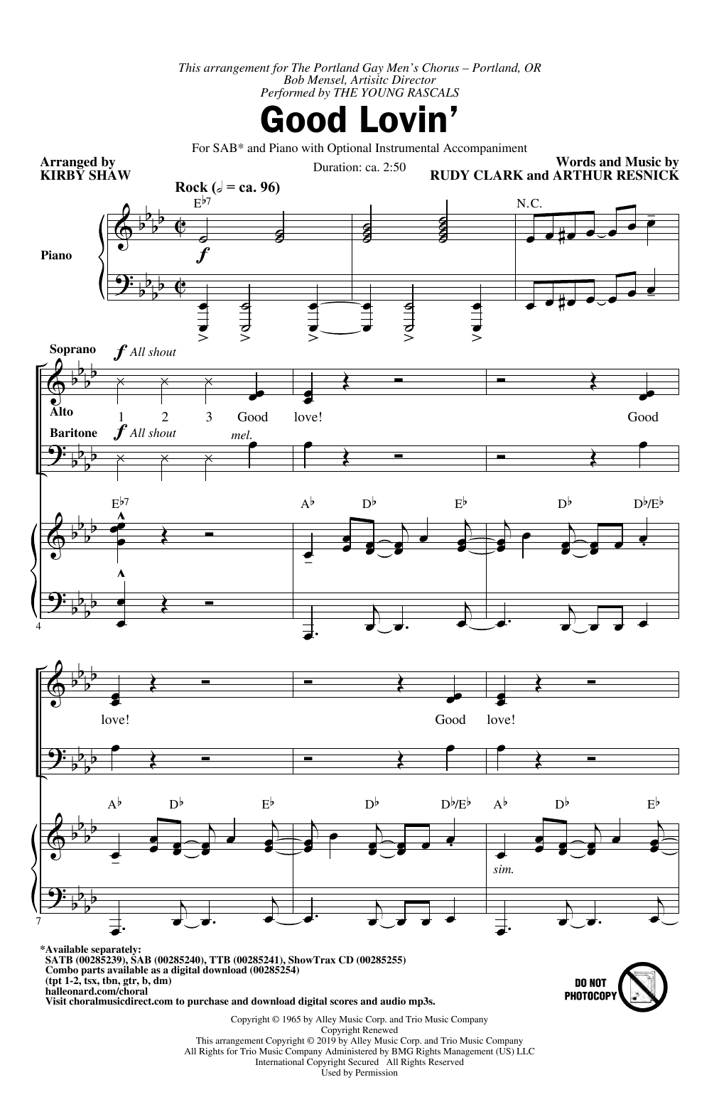 Produktgalerie: Seite 1 von 1 Good Lovin' (arr. Kirby Shaw), The Young Rascals, Chor