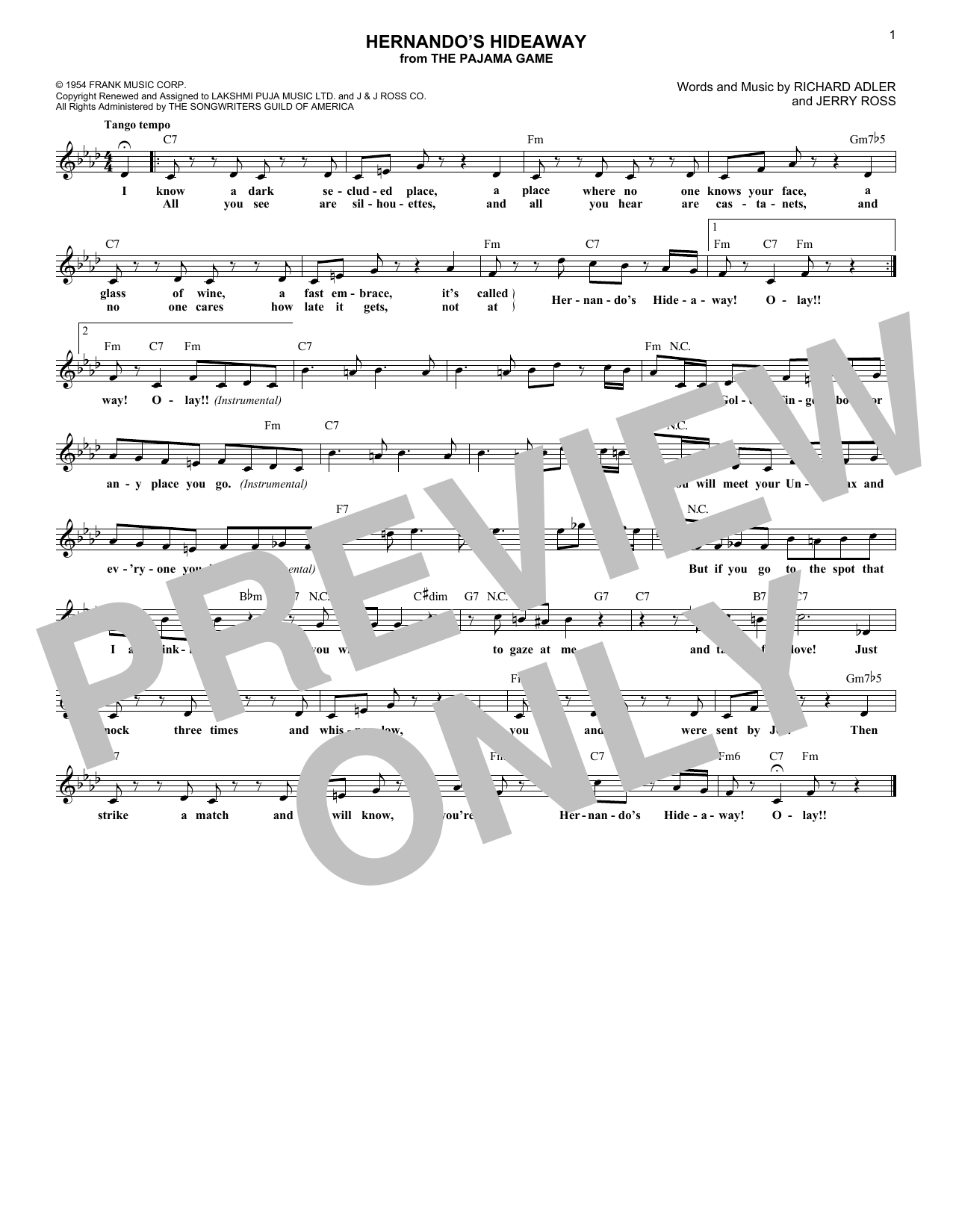 Product gallery: Page 1 of 1 Hernando's Hideaway, Richard Adler