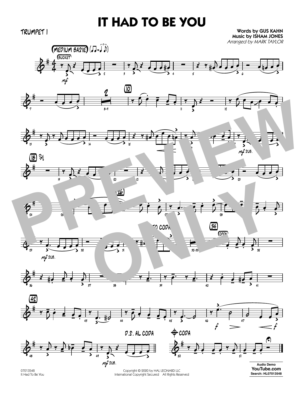 Produktgalerie: Seite 1 von 1 It Had to Be You (arr. Mark Taylor) - Trumpet 1, 