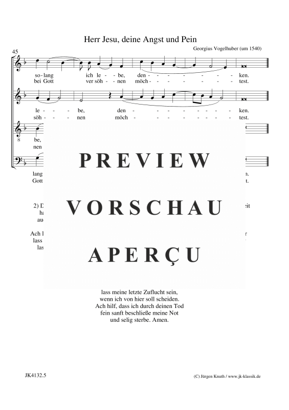 gallery: Herr Jesu, deine Angst und Pein, , Gemischter Chor