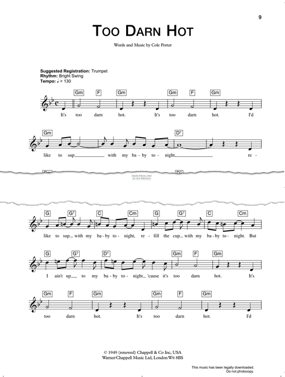 gallery: Too Darn Hot (from 'Kiss Me, Kate'), Cole Porter, Gesang, Gitarre, Keyboard