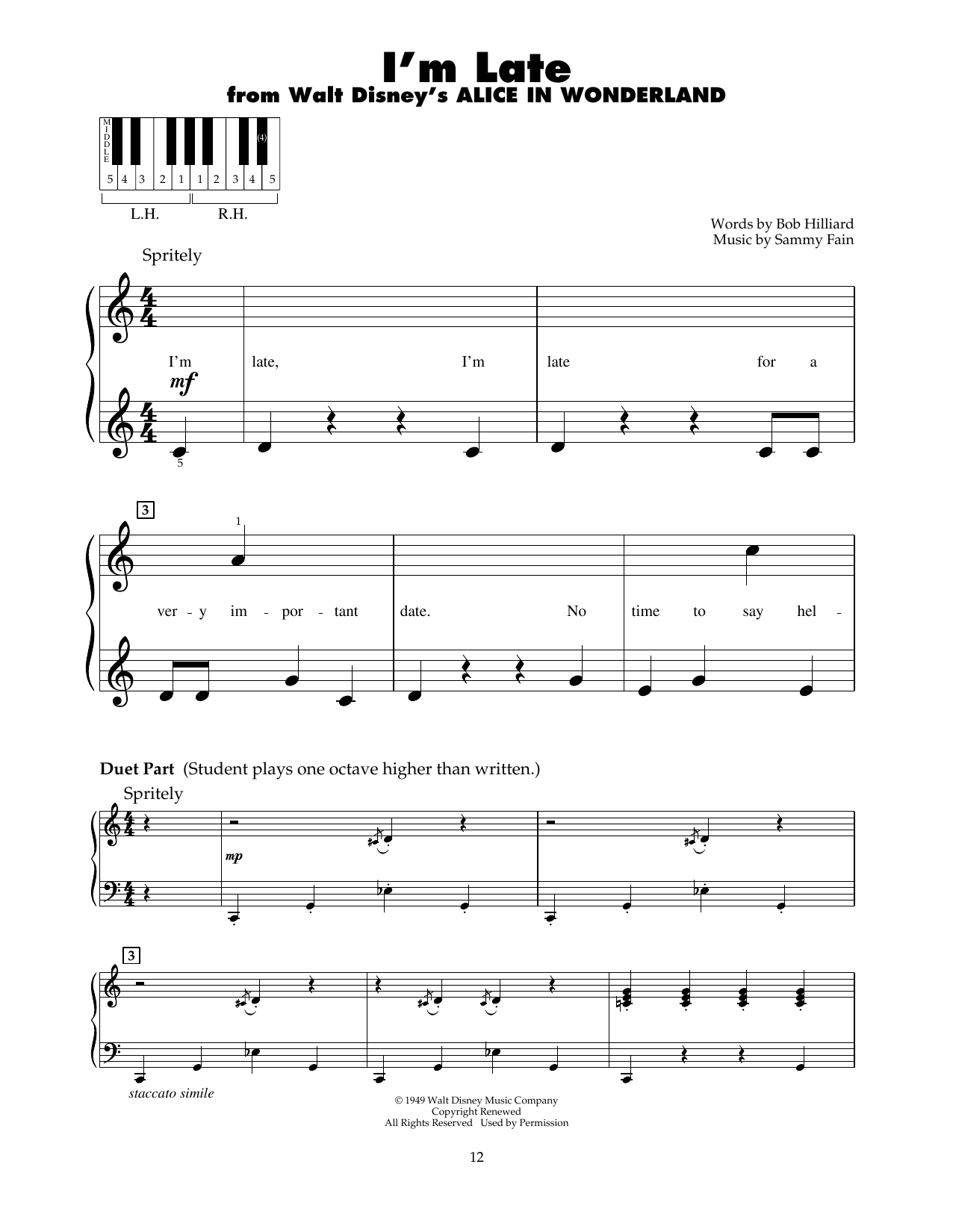 Product gallery: Page 1 of 1 I'm Late (from Alice In Wonderland), Sammy Fain