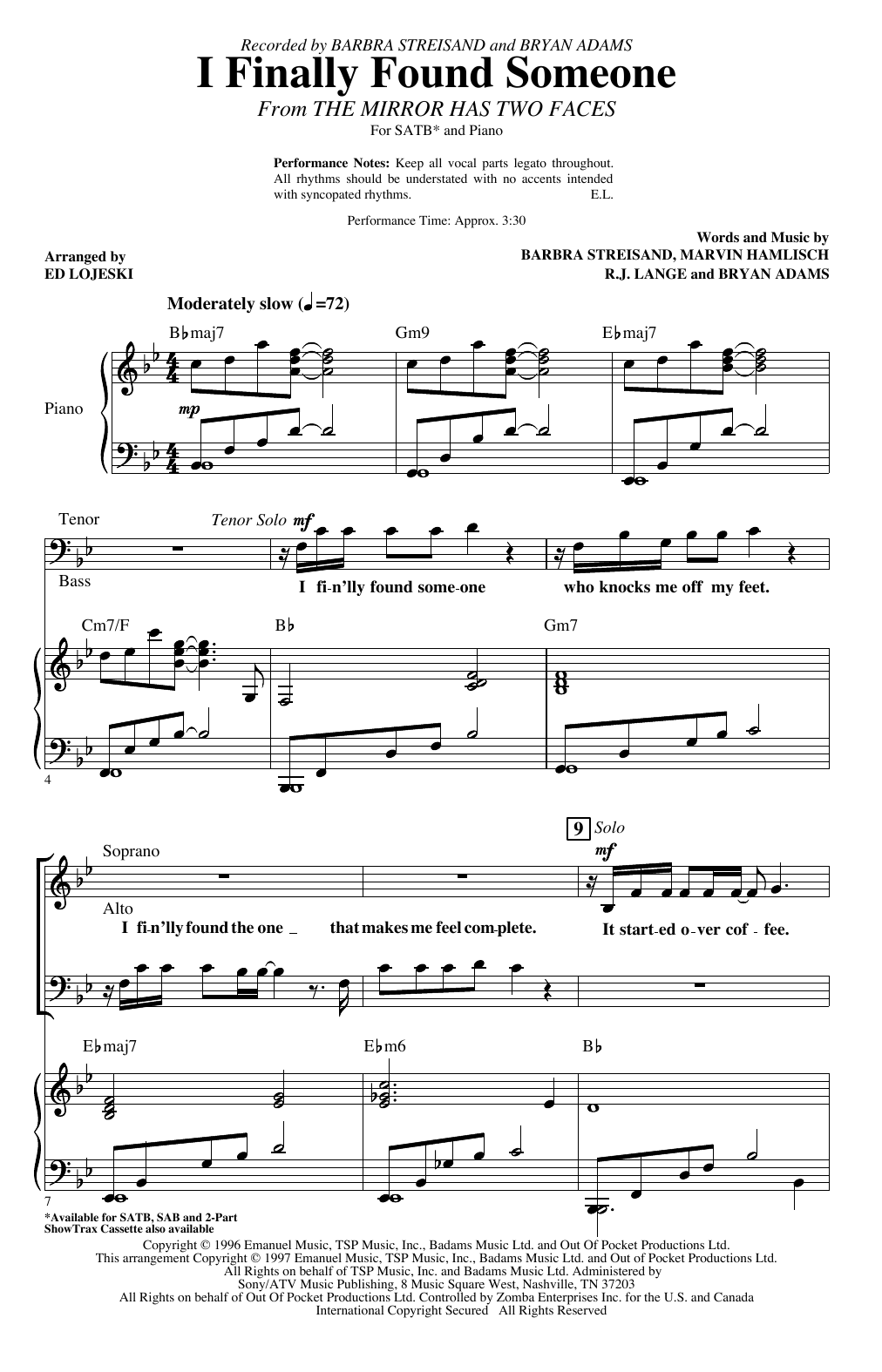 Produktgalerie: Seite 1 von 1 I Finally Found Someone (arr. Ed Lojeski), Barbra Streisand and Bryan Adams, Chor