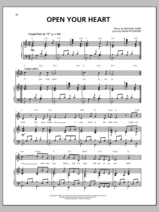 Produktbild zu: Open Your Heart (from Carrie The Musical)