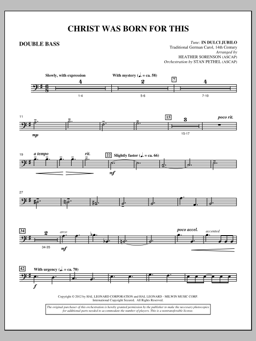 Produktbild zu: Christ Was Born For This - Double Bass