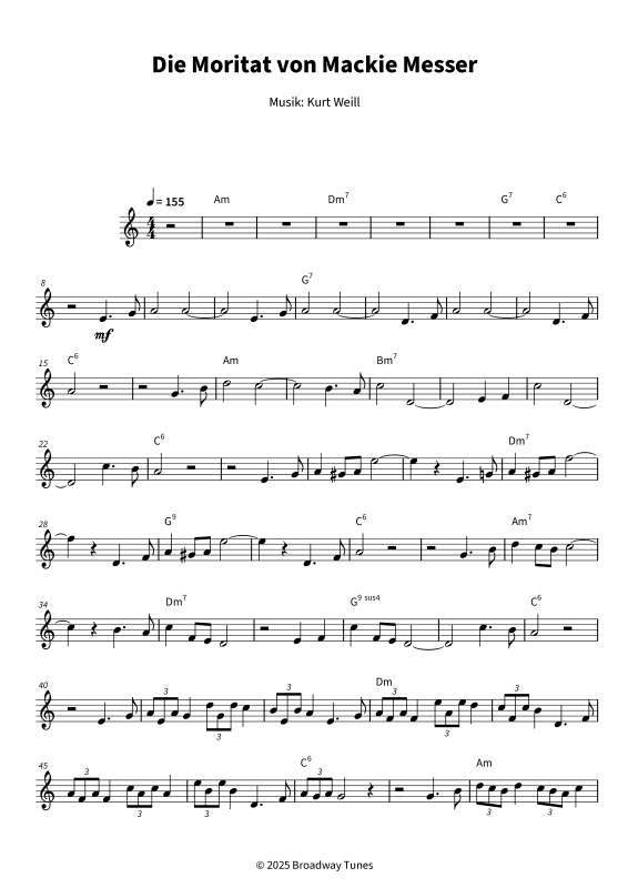 gallery: Die Moritat von Mackie Messer, , (Trompete in B Solo & Akkorde - Leadsheet)
