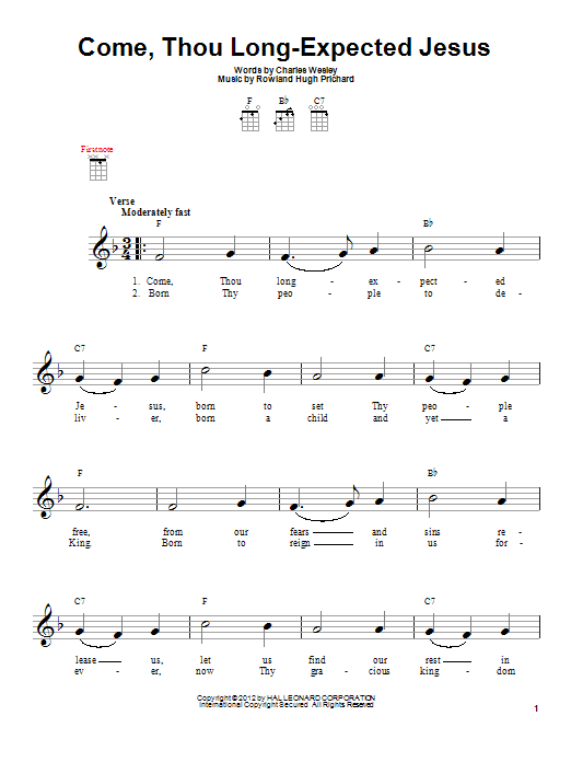 Product gallery: Page 1 of 1 Come, Thou Long-Expected Jesus, Charles Wesley