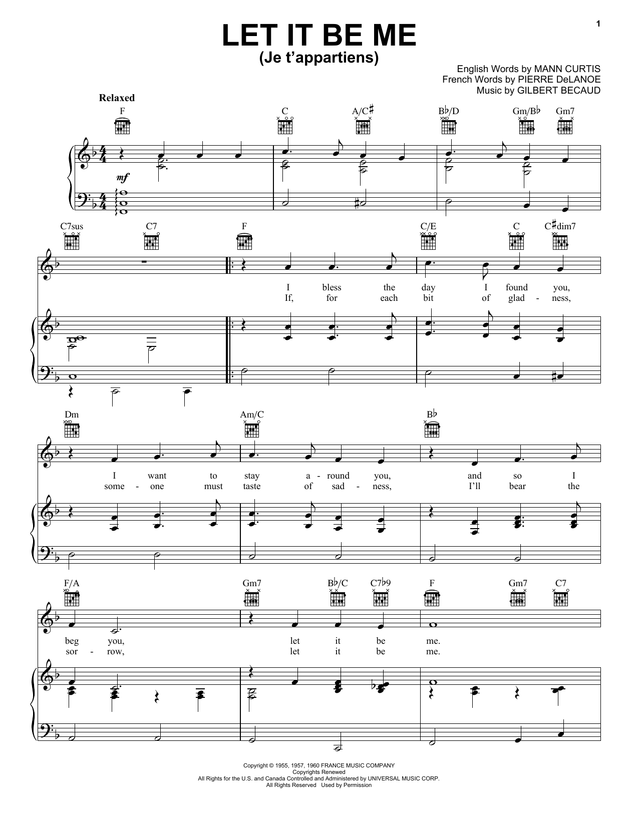 Produktgalerie: Seite 1 von 1 Let It Be Me (Je T'appartiens), Elvis Presley, Gesang, Gitarre, Klavier