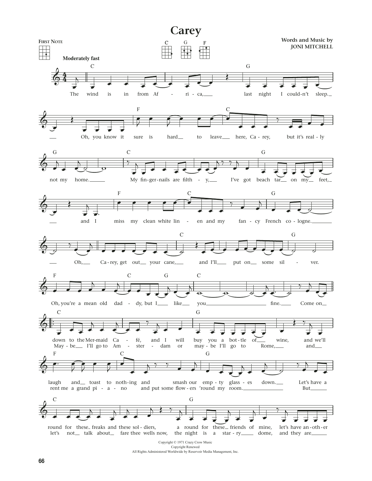 Produktgalerie: Seite 1 von 1 Carey (from The Daily Ukulele) (arr. Jim Beloff), Joni Mitchell, Ukulele