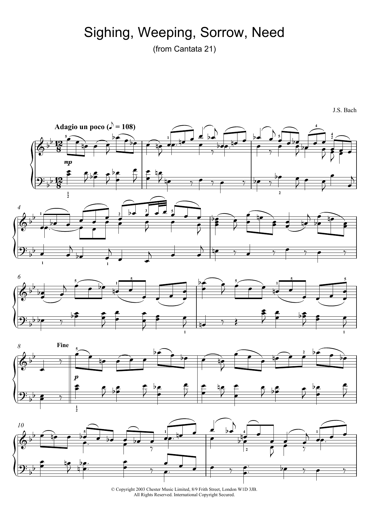 Produktgalerie: Seite 1 von 1 Sighing, Weeping, Sorrow, Need (from Cantata 21), Johann Sebastian Bach, Klavier