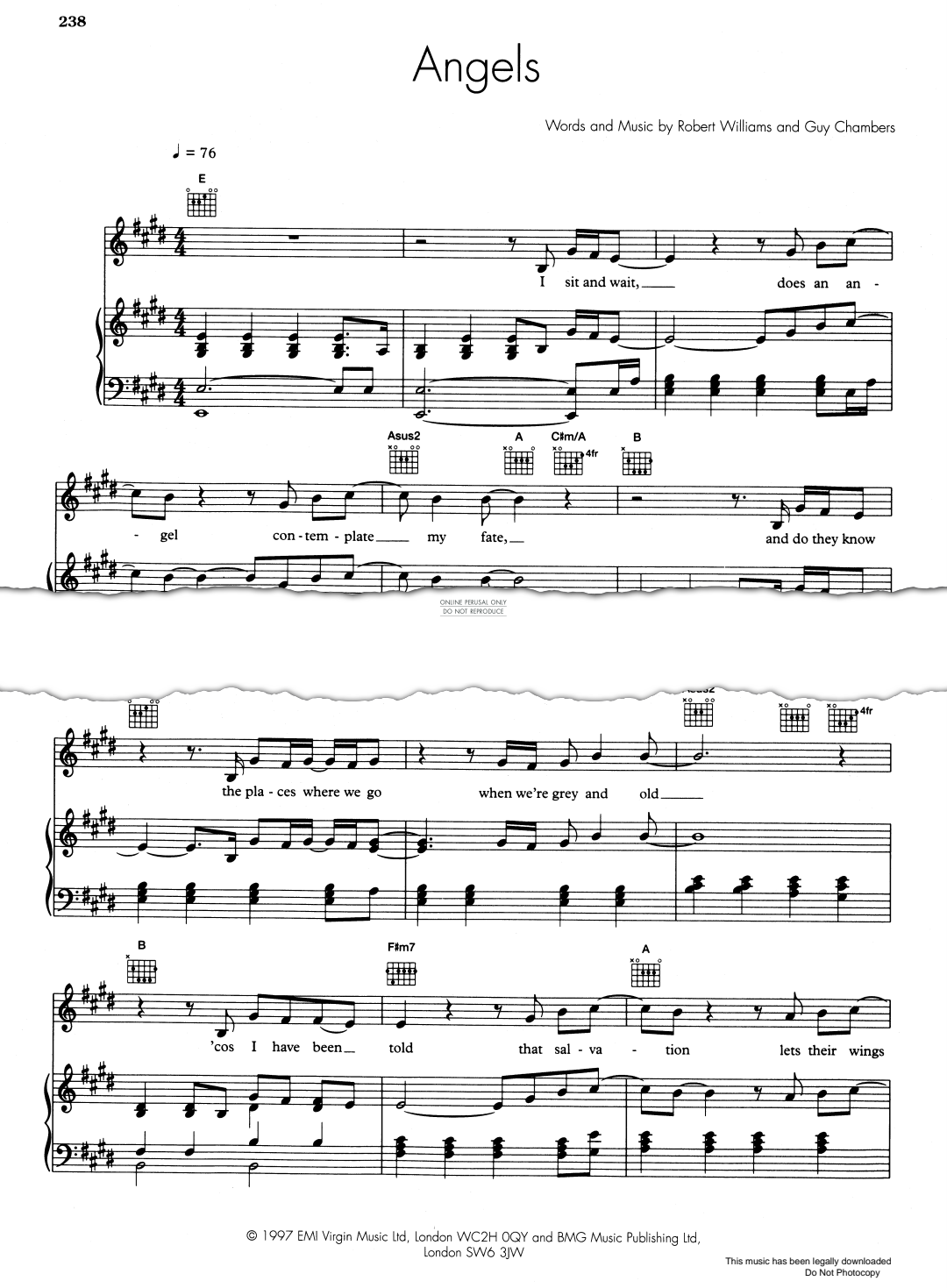 Produktgalerie: Seite 1 von 1 Angels, Robbie Williams, Gesang, Gitarre, Klavier