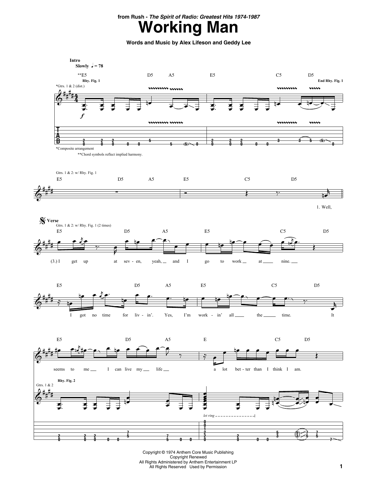 Produktgalerie: Seite 1 von 1 Working Man, Rush, Gitarre