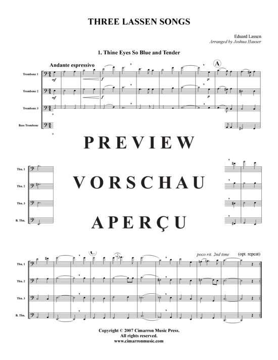 Product gallery: Page 2 of 12 Drei Lassen Songs , , (Trombone Quartet)