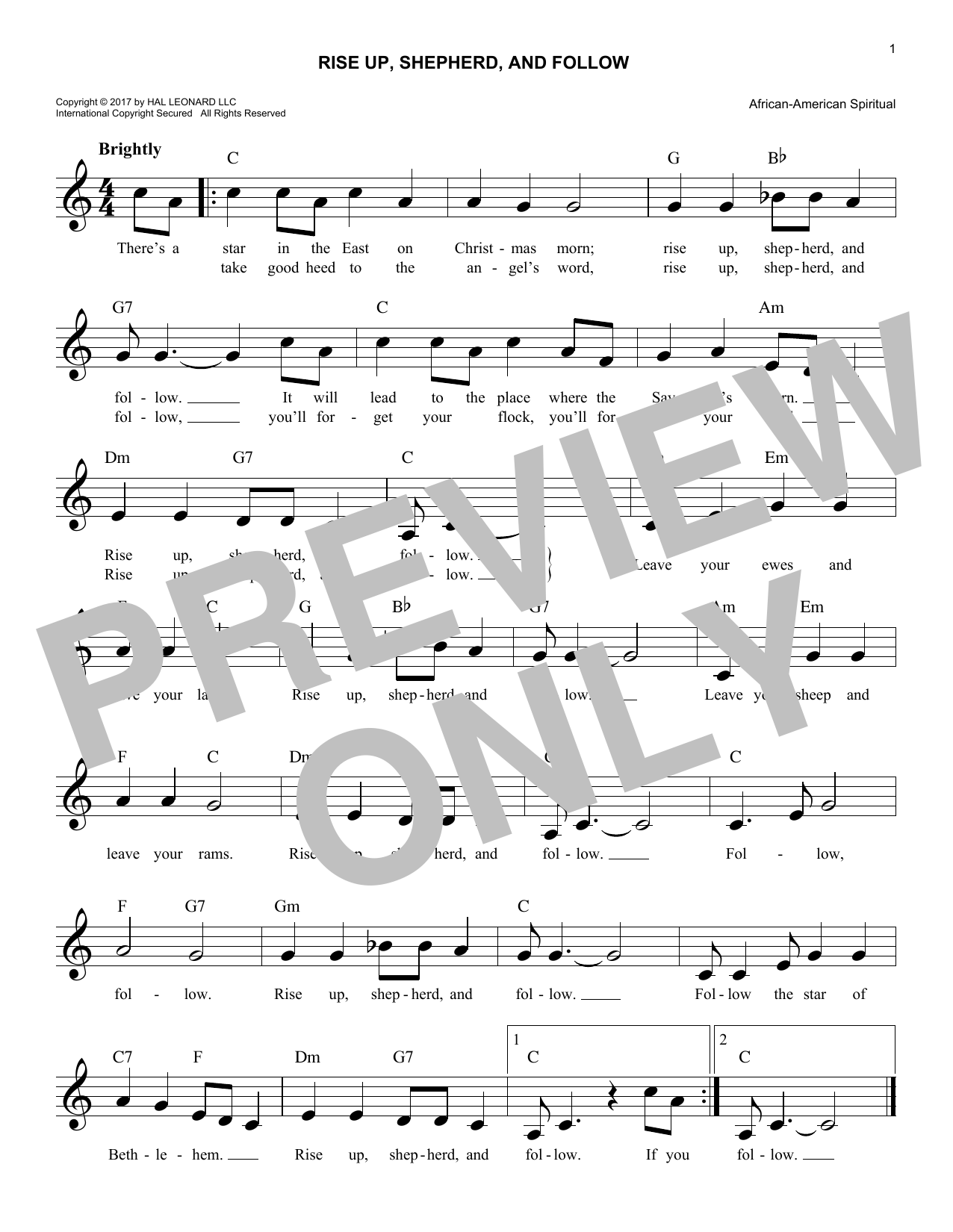 Product gallery: Page 1 of 1 Rise Up, Shepherd, And Follow, African-American Spiritual