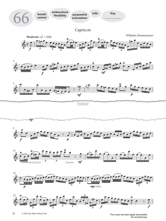 Product gallery: Page 1 of 1 Study No.66 'Capriccio' (from 'More Graded Studies For Flute Book Two'), Wilhelm Zimmermann
