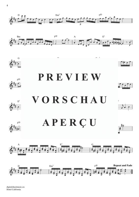 Product gallery: Page 5 of 5 Hotel California, Eagles, The, (Keyboard)