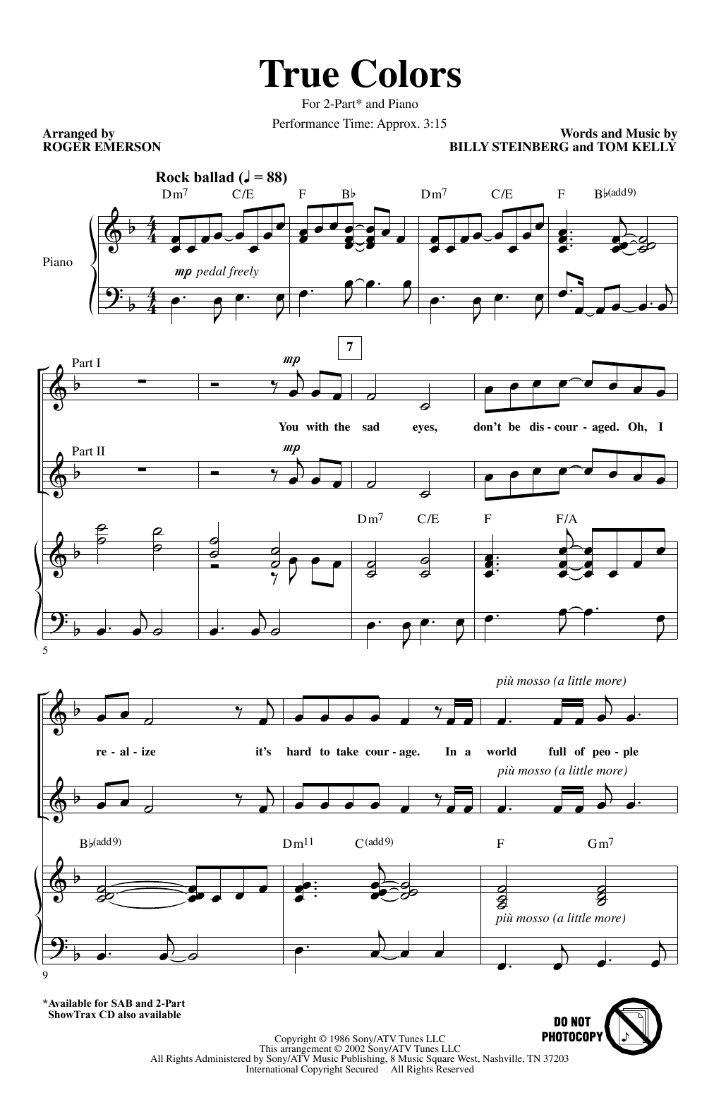 Produktgalerie: Seite 1 von 1 True Colors (arr. Roger Emerson), Cyndi Lauper, Chor