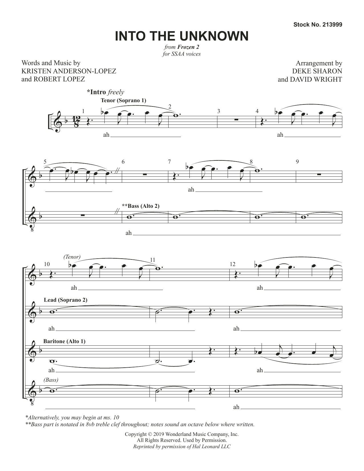 Product gallery: Page 1 of 1 Into the Unknown (from Frozen 2) (arr. Deke Sharon & David Wright), Kristen Anderson-Lopez & Robert Lopez