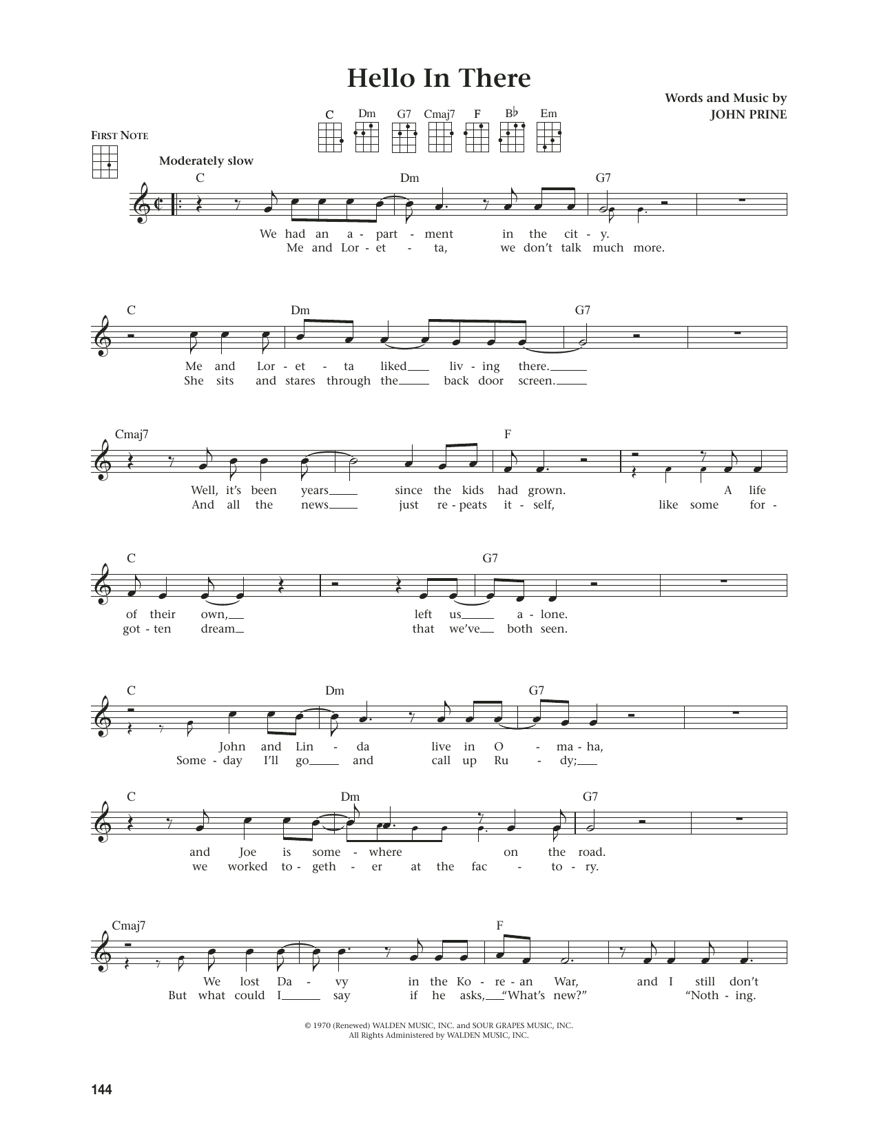 Produktgalerie: Seite 1 von 1 Hello In There (from The Daily Ukulele) (arr. Jim Beloff), John Prine, Ukulele