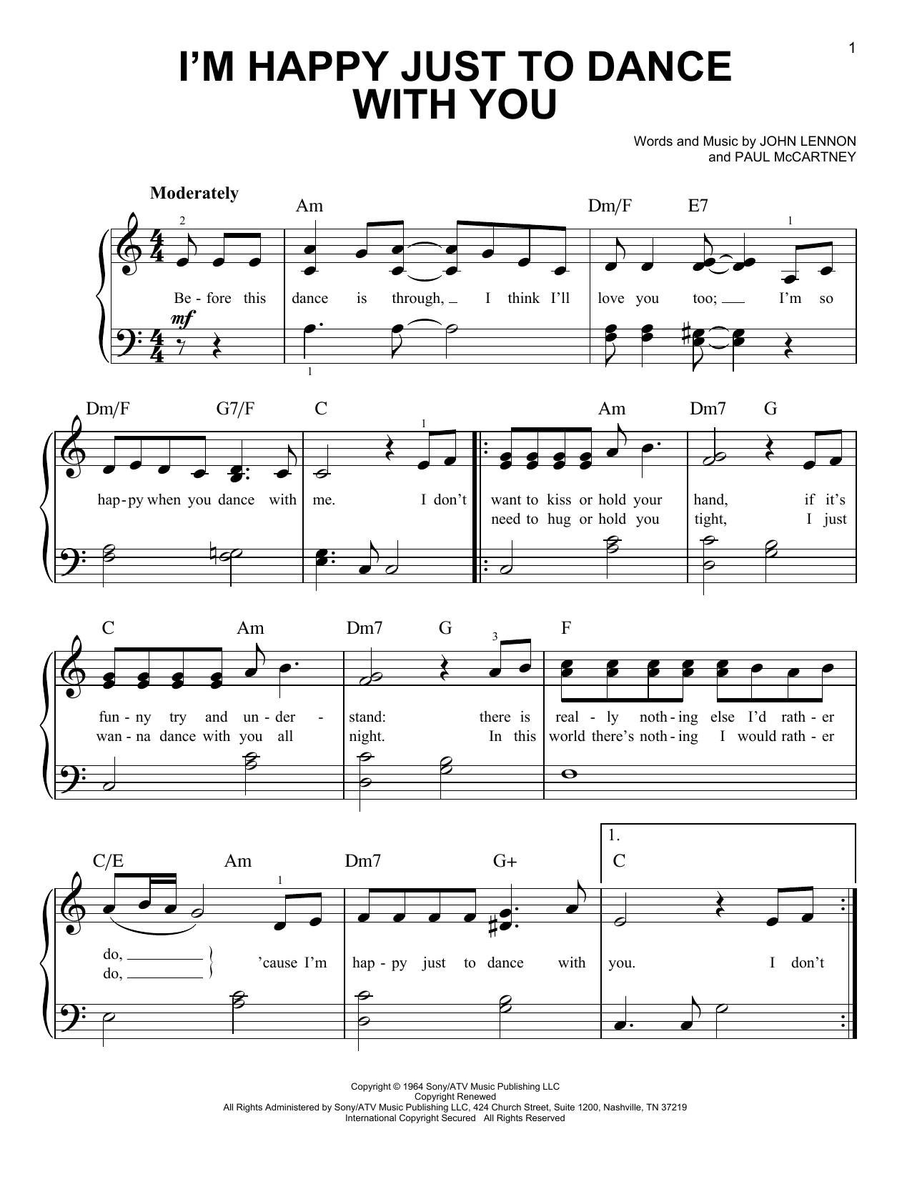 Produktgalerie: Seite 1 von 1 I'm Happy Just To Dance With You, The Beatles, Klavier