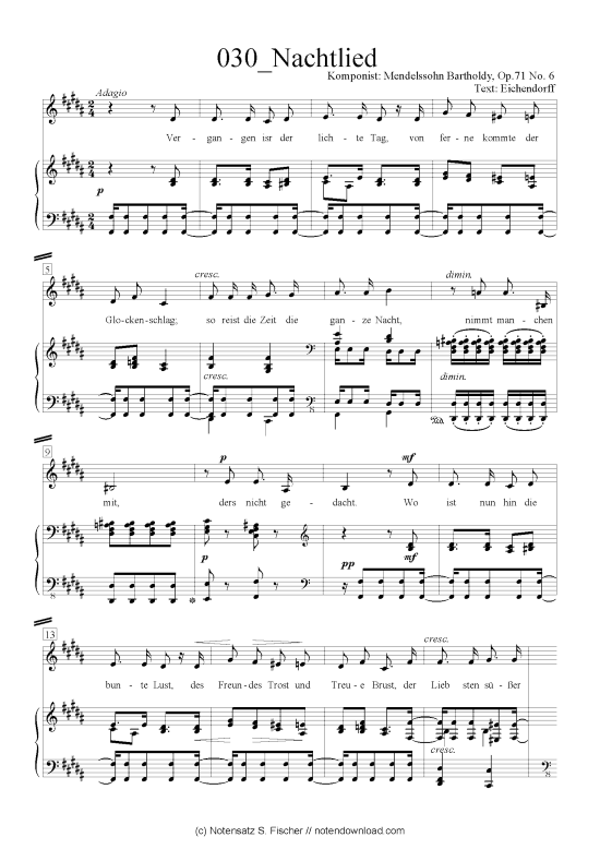 Product picture to: Nachtlied Felix Mendelssohn Bartholdy (1809-1947)