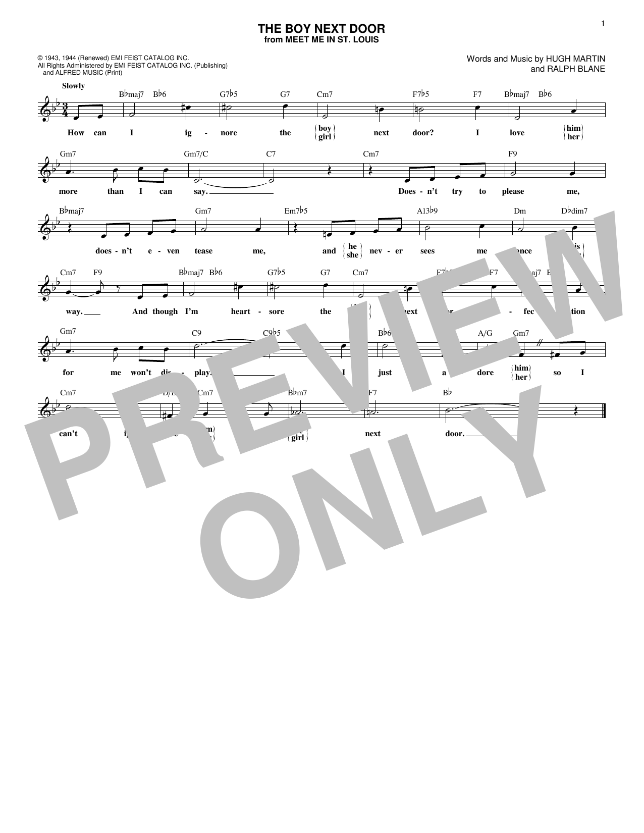Product gallery: Page 1 of 1 The Boy Next Door, Hugh Martin & Ralph Blane
