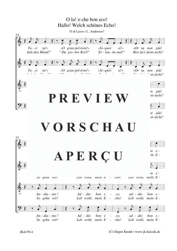 gallery: O La! Oche Bon eco - Hallo! Welch schönes Echo!, , Gemischter Chor 2-4 stimmiger Kanon