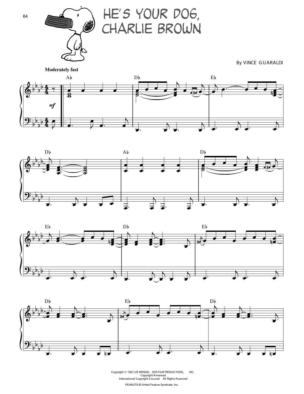 Produktgalerie: Seite 1 von 1 He's Your Dog, Charlie Brown, Vince Guaraldi, Klavier