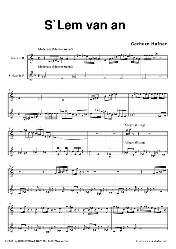 Produktgalerie: Seite 1 von 11 S`Lem van an, , (Duett Trompete in B und Horn in F)