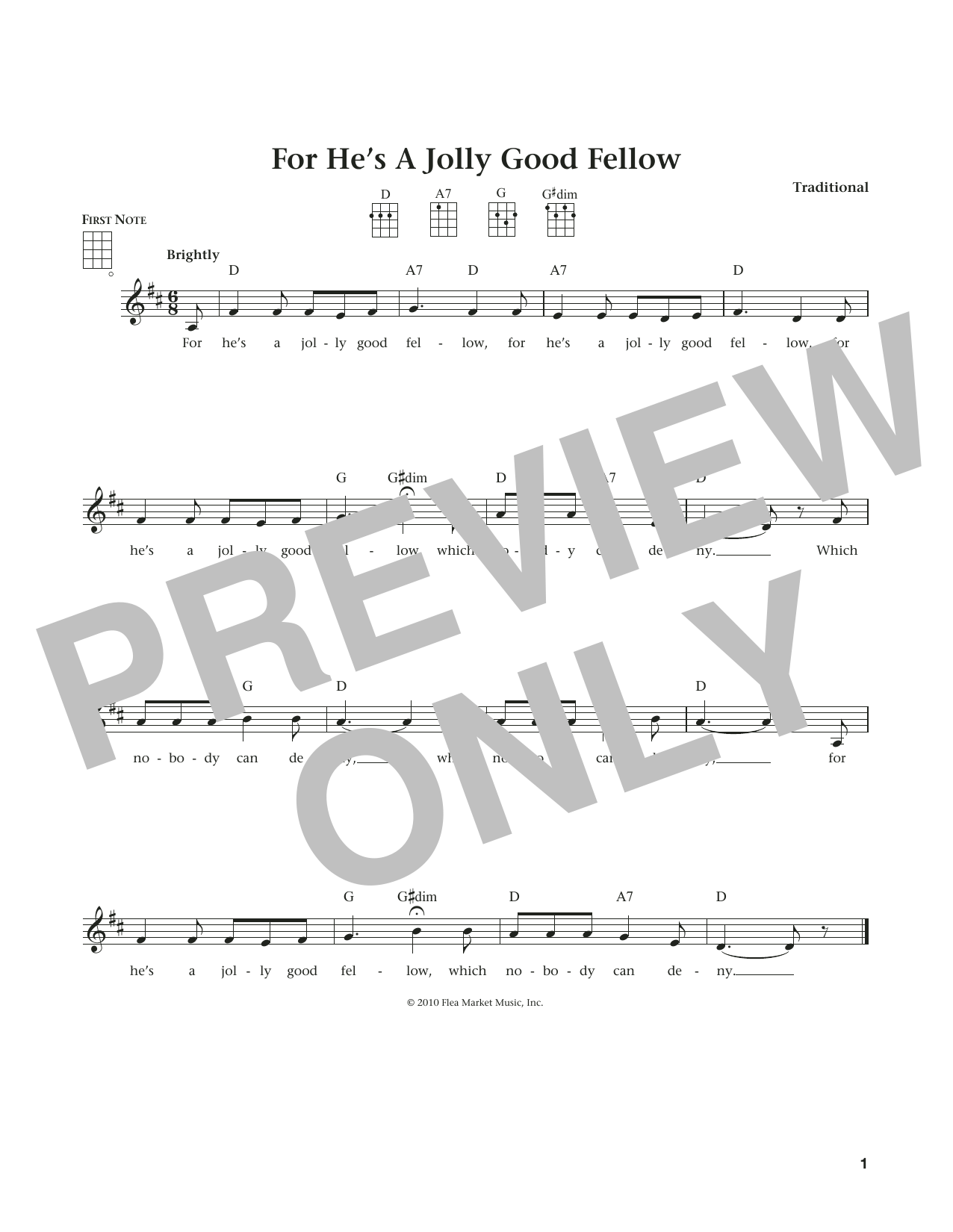Product gallery: Page 1 of 1 For He's A Jolly Good Fellow (from The Daily Ukulele) (arr. Liz and Jim Beloff), Traditional