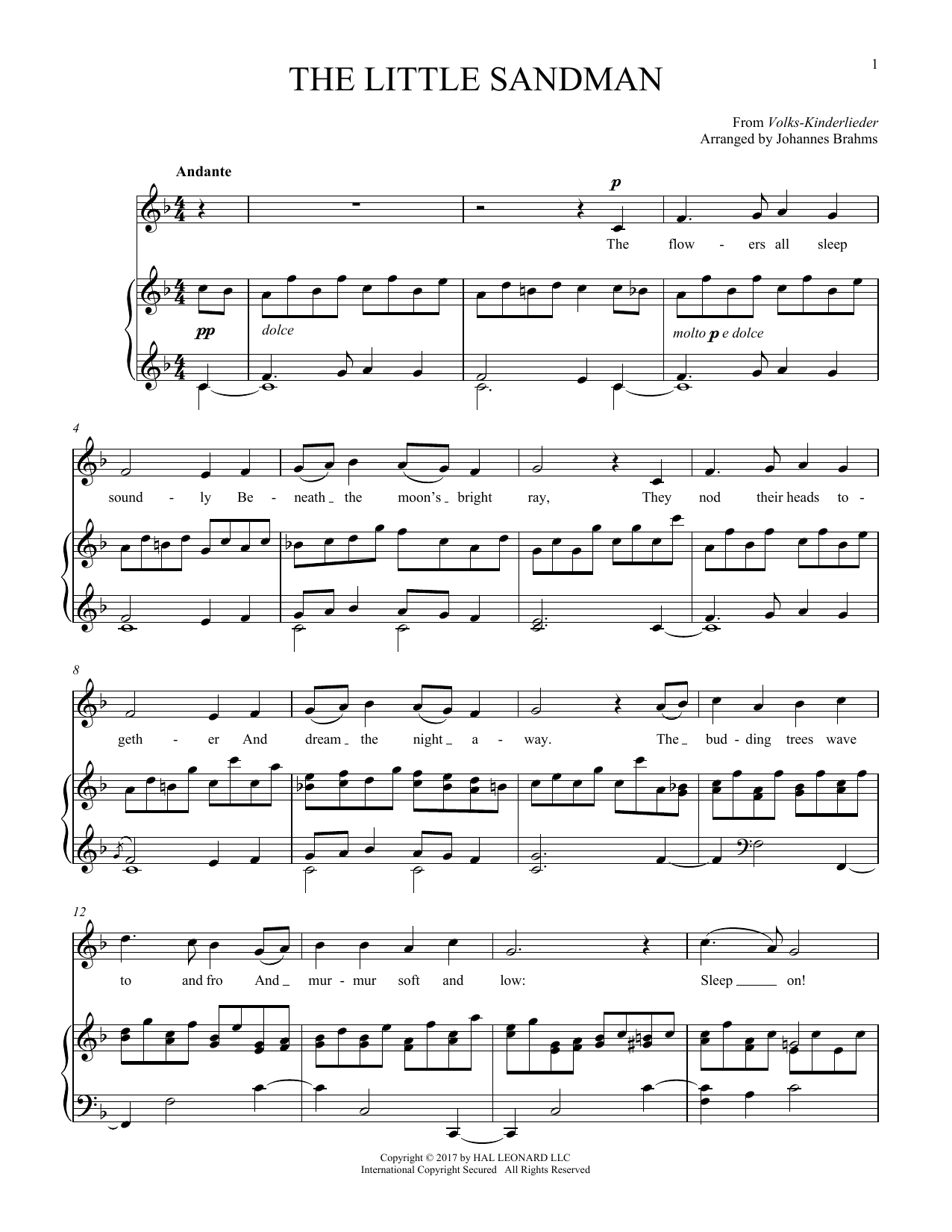 Produktgalerie: Seite 1 von 1 Sandmannchen (The Little Sandman), WoO 31, No. 4, Johannes Brahms, Gesang, Klavier
