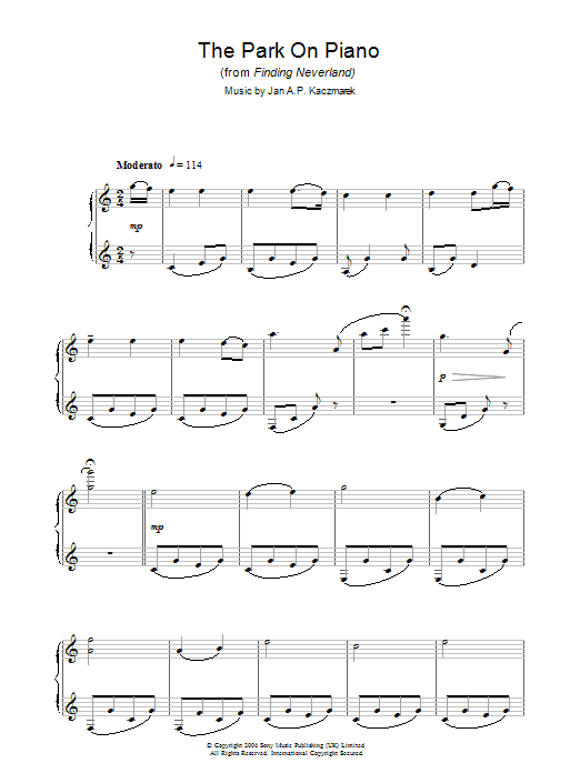 Produktbild zu: The Park On Piano (from Finding Neverland)