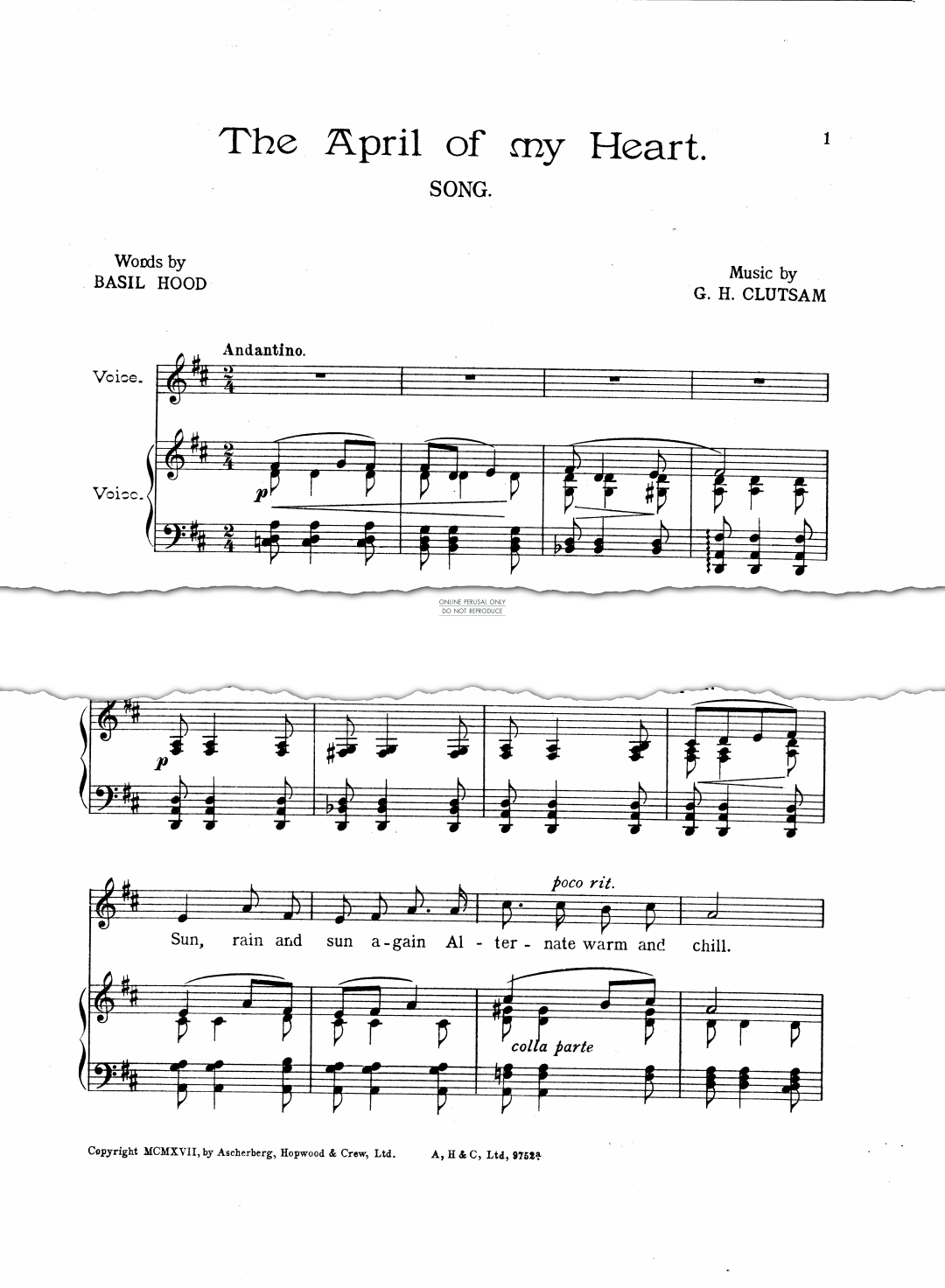 Produktgalerie: Seite 1 von 1 The April Of My Heart, C. H. Clutsam, Gesang, Klavier