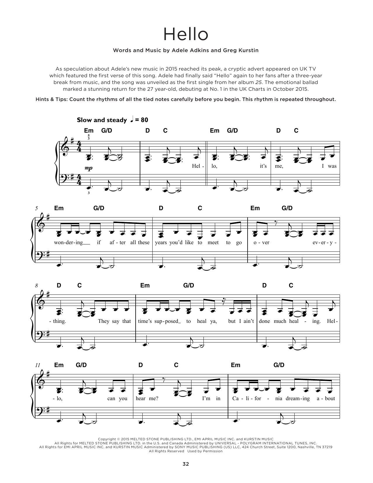 Produktgalerie: Seite 1 von 1 Hello, Adele, Klavier