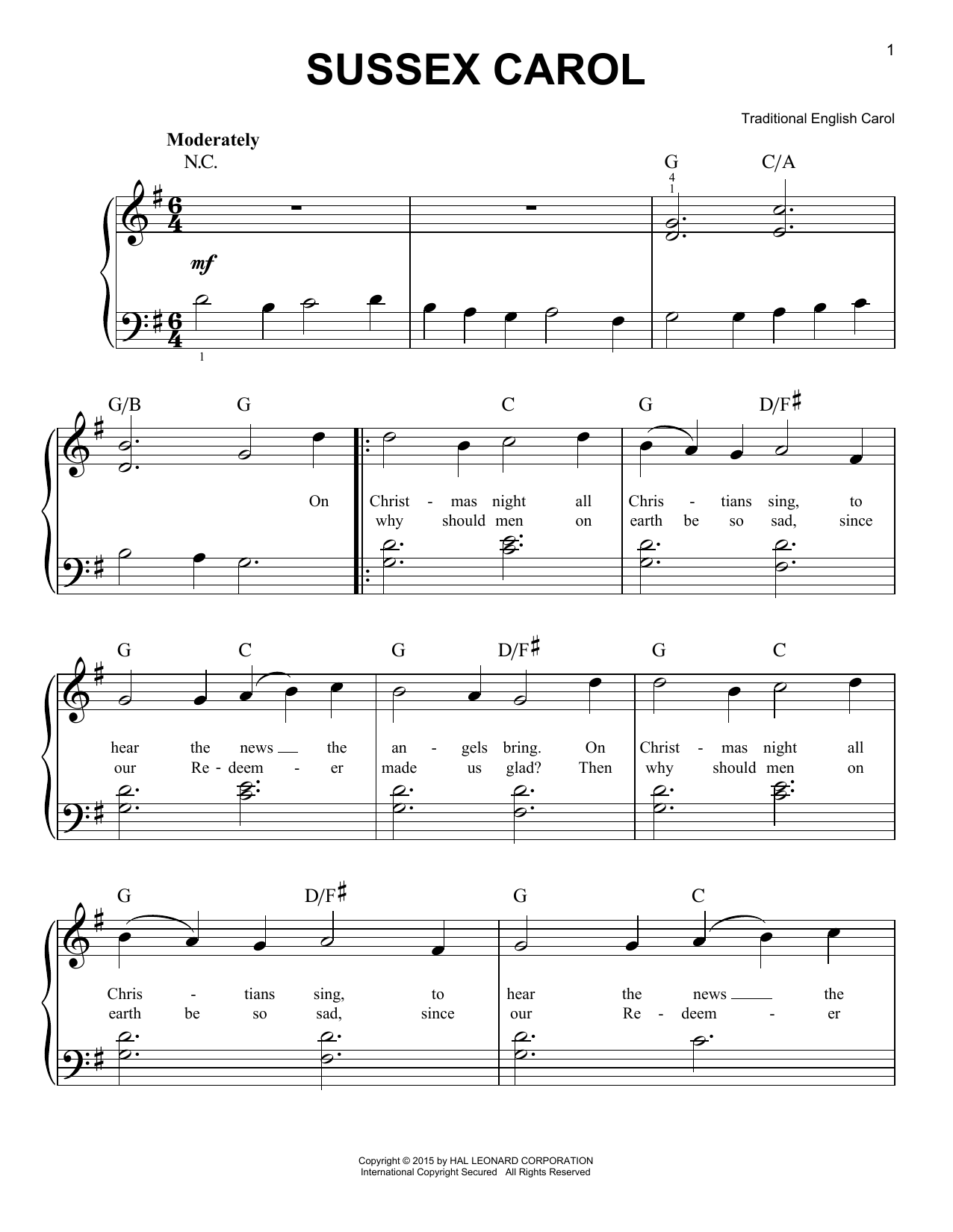 Produktgalerie: Seite 1 von 1 Sussex Carol, Traditional English Carol, Klavier