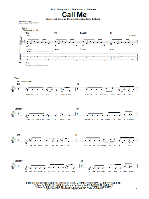 Produktgalerie: Seite 1 von 1 Call Me, Shinedown, Gitarre