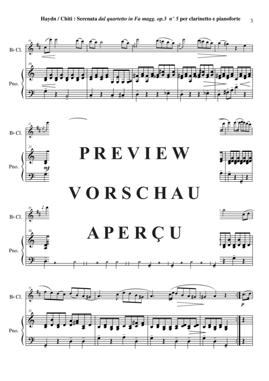 Product gallery: Page 4 of 9 Sérénata from String Quartet Opus 3, no 5 , , (clarinet in Bb + piano)