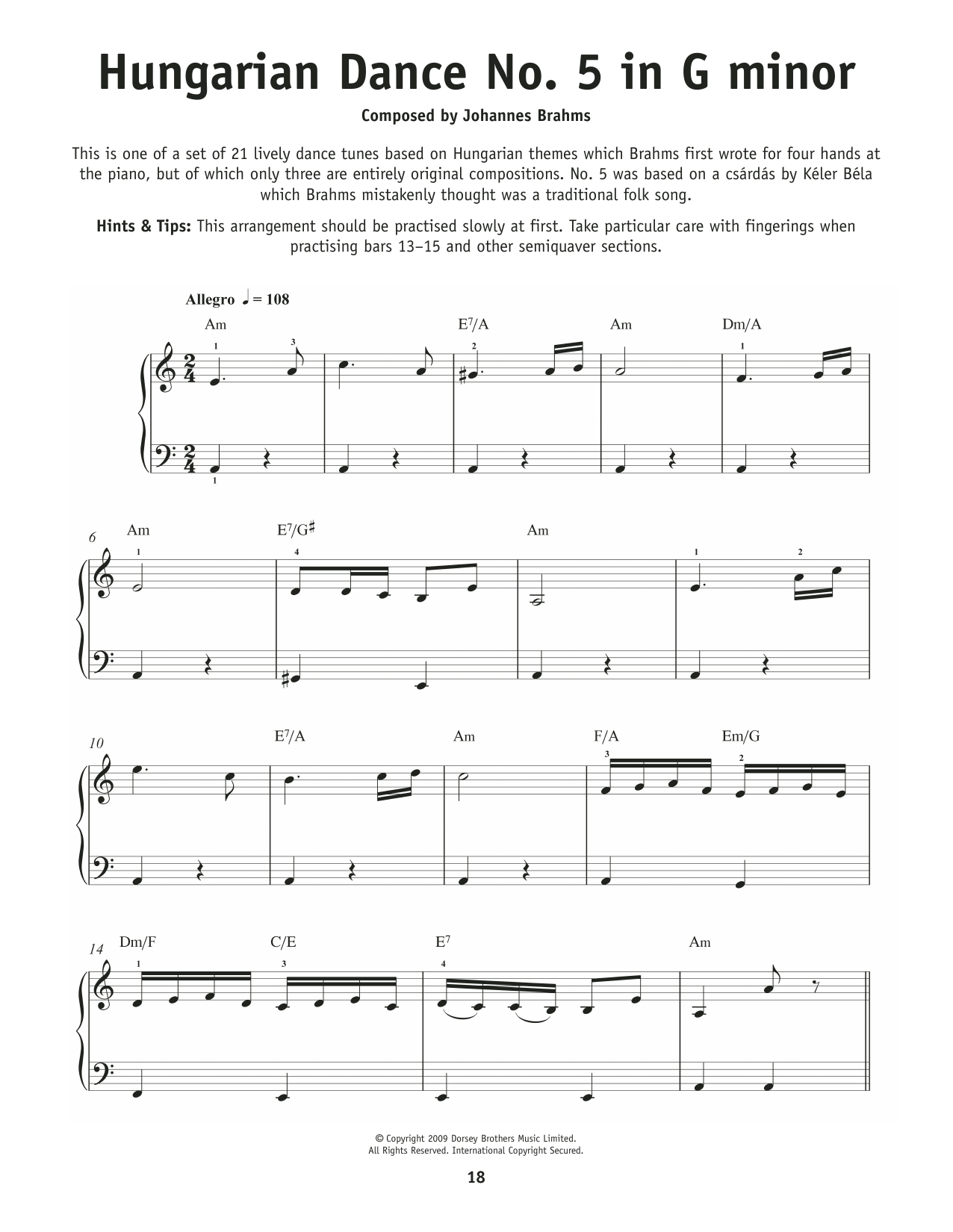 Produktgalerie: Seite 1 von 1 Hungarian Dance No. 5, Johannes Brahms, Klavier