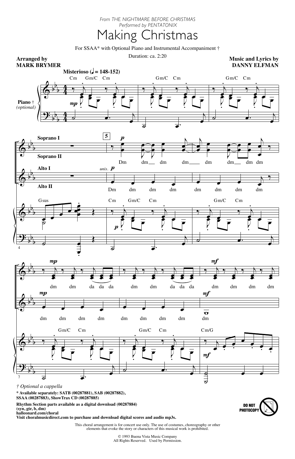 Produktgalerie: Seite 1 von 1 Making Christmas (from The Nightmare Before Christmas) (arr. Mark Brymer), Pentatonix, Chor