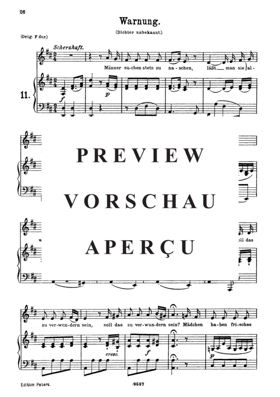 Product gallery: Page 2 of 4 Warnung K.433-416c, , Medium Voice and Piano