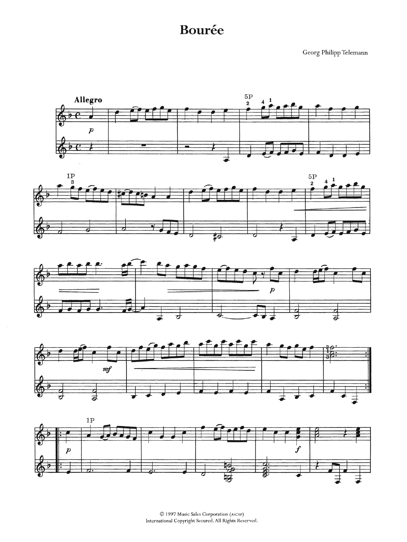 Product gallery: Page 1 of 1 Bouree, Georg Philipp Telemann