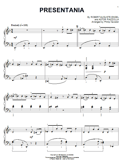 Product gallery: Page 1 of 1 Presentania (arr. Phillip Keveren), Astor Piazzolla