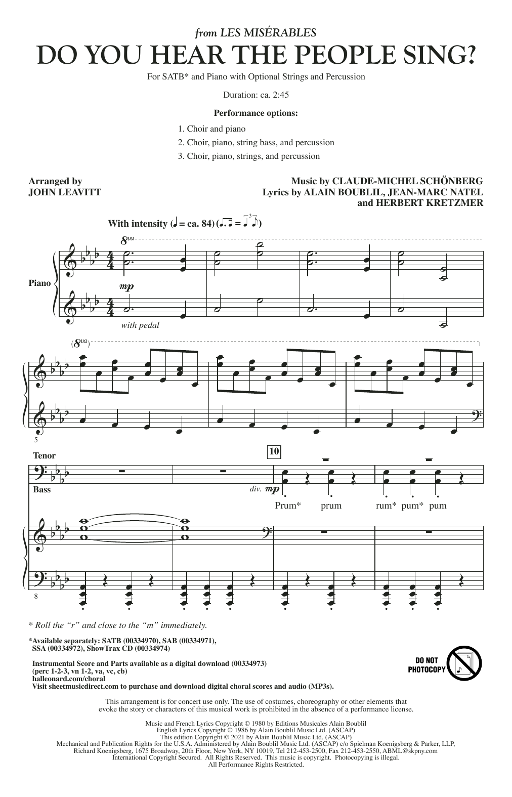 Produktbild zu: Do You Hear The People Sing? (from Les Misérables) (arr. John Leavitt)