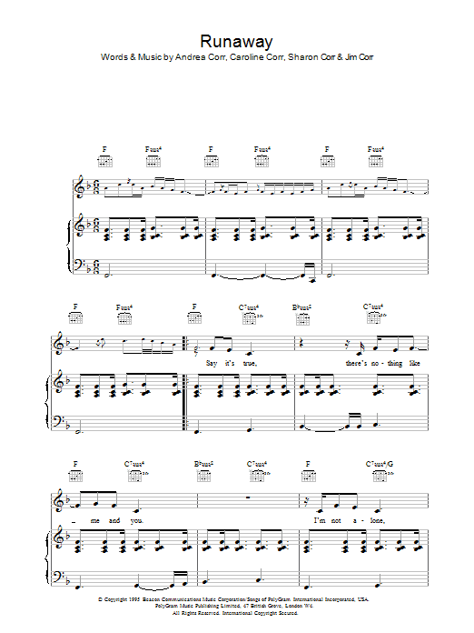 Produktgalerie: Seite 1 von 1 Runaway, The Corrs, Gesang, Gitarre, Klavier