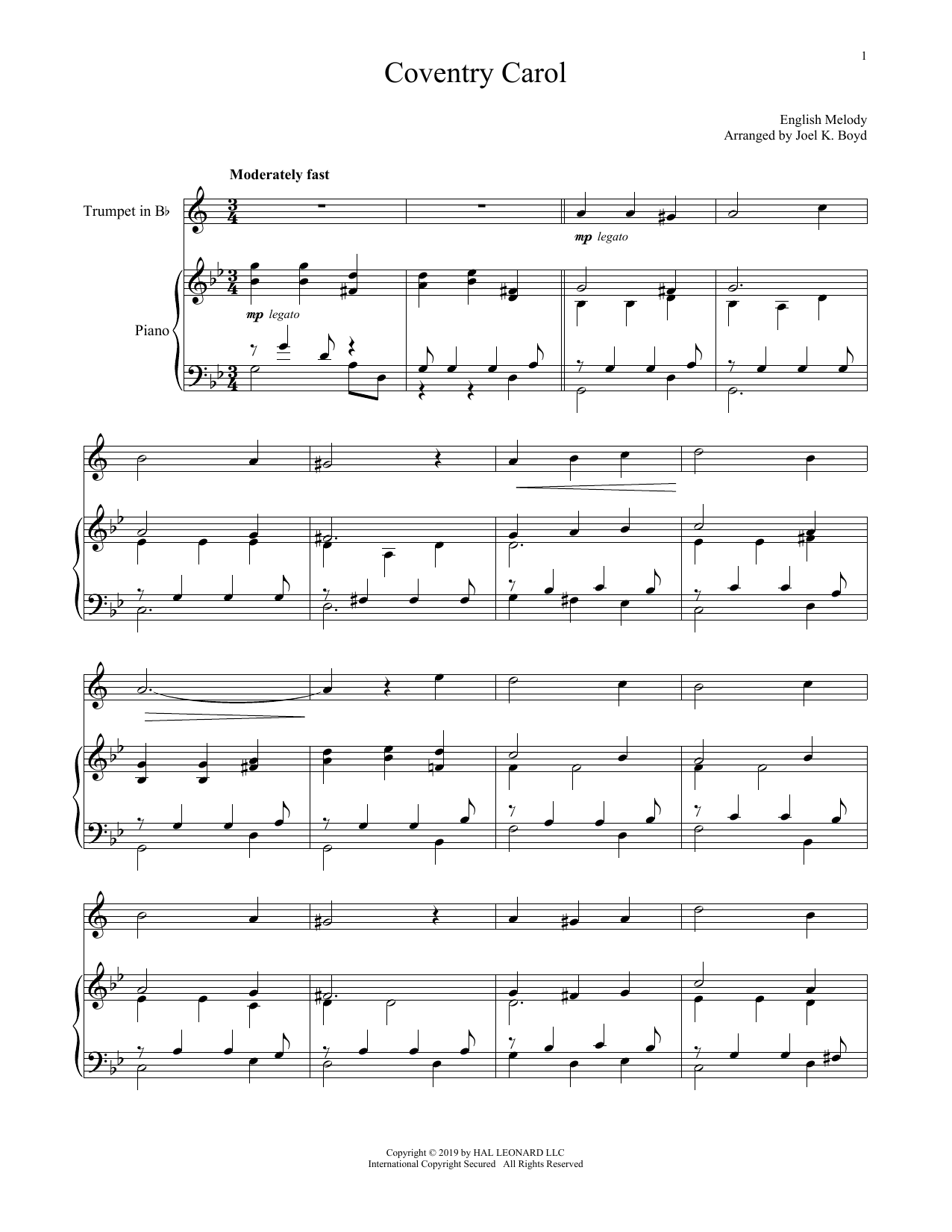 Produktgalerie: Seite 1 von 1 Coventry Carol, Christmas Carol, Horn, Klavier