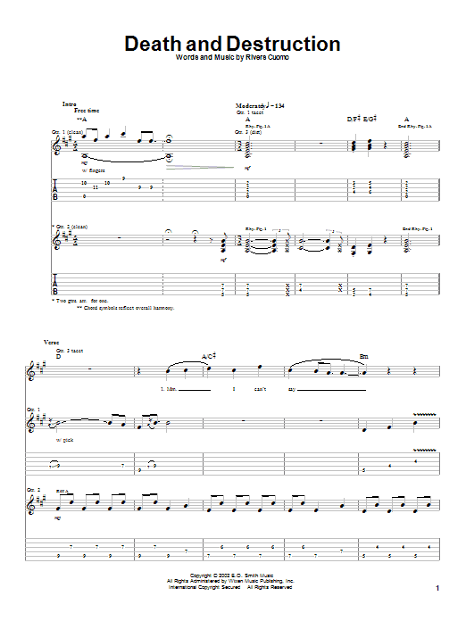 Produktgalerie: Seite 1 von 1 Death And Destruction, Weezer, Gitarre