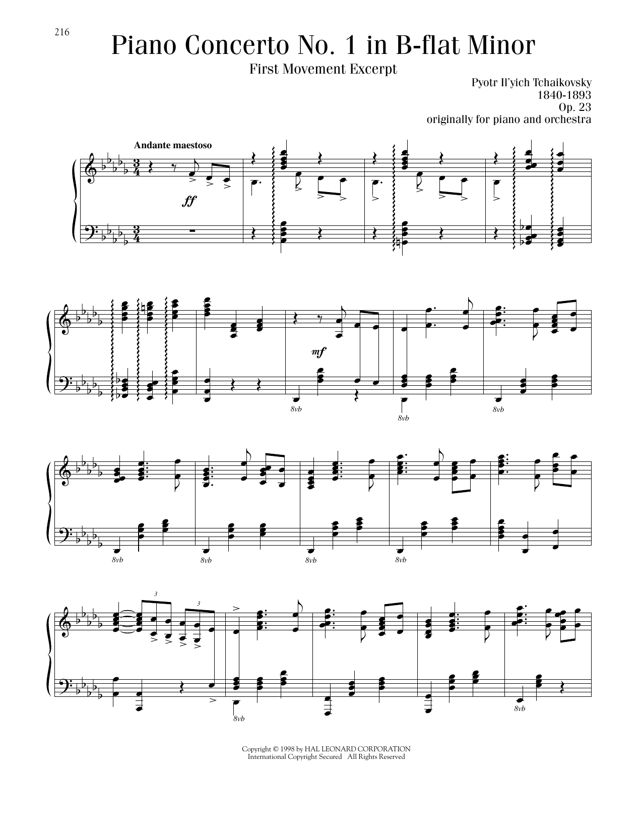 Produktbild zu: Piano Concerto No. 1 In B-Flat Minor, Op. 23, First Movement Excerpt